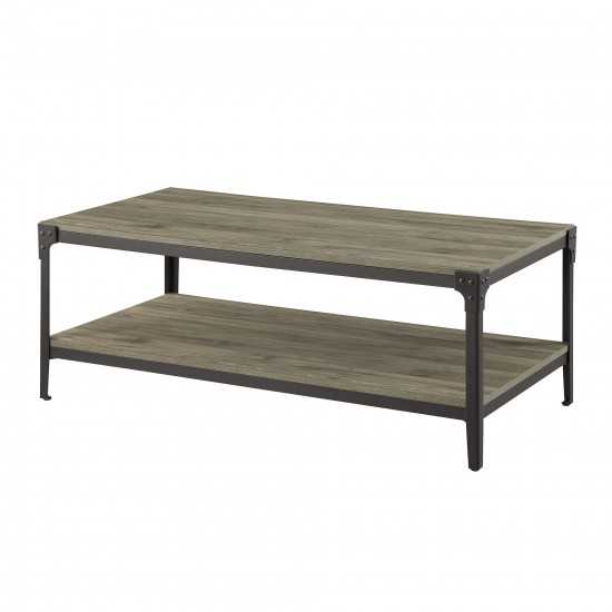 Angle Iron Rustic Wood Coffee Table - Slate Grey