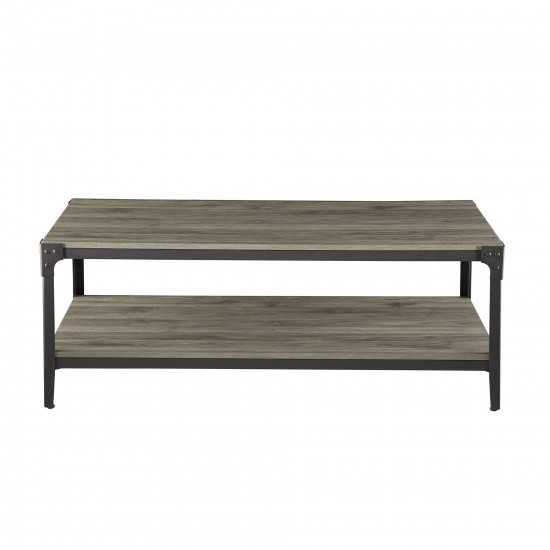 Angle Iron Rustic Wood Coffee Table - Slate Grey