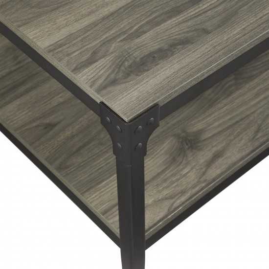Angle Iron Rustic Wood Coffee Table - Slate Grey