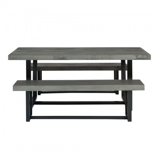 3-Piece Farmhouse Dining Set - Grey/Black