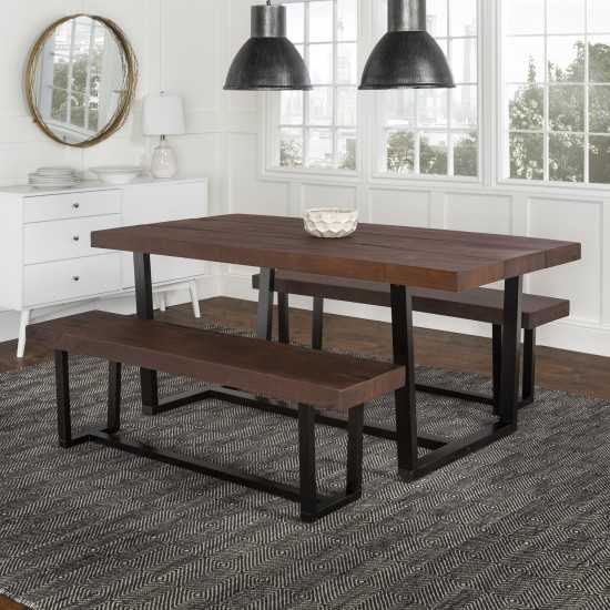 3-Piece Farmhouse Dining Set - Mahogany/Black