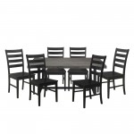 7-Piece Farmhouse Dining Set - Grey/Black