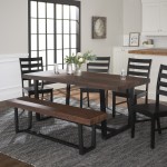 6-Piece Farmhouse Dining Set - Mahogany/Black