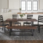 6-Piece Farmhouse Dining Set - Mahogany/Black