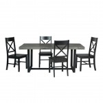 5-Piece Farmhouse Dining Set - Grey/Black