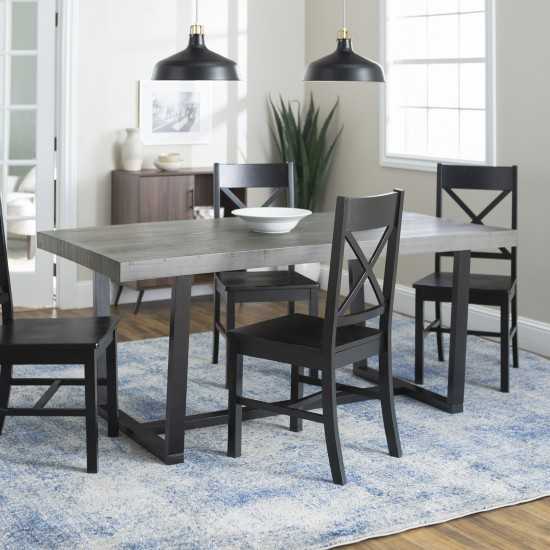 5-Piece Farmhouse Dining Set - Grey/Black