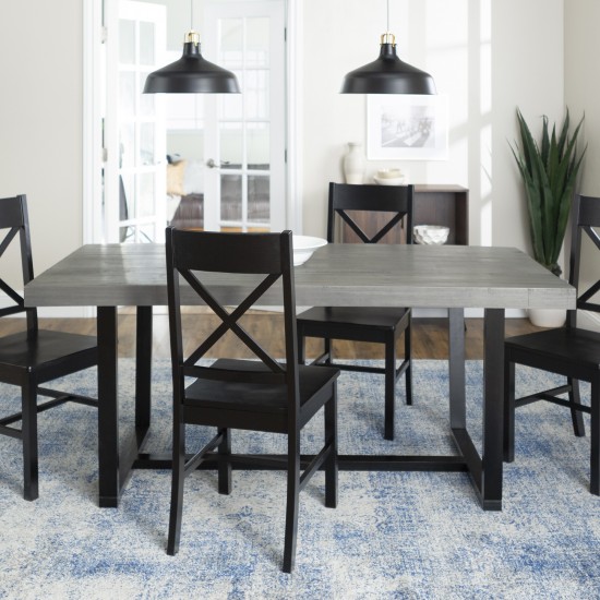 5-Piece Farmhouse Dining Set - Grey/Black