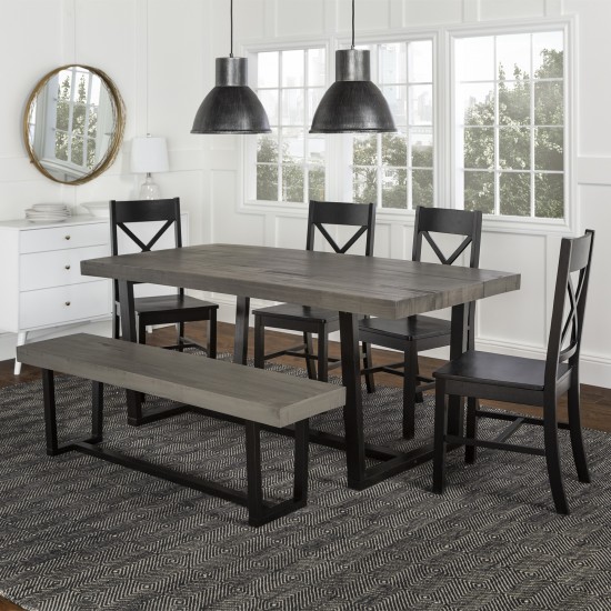 6-Piece Farmhouse Dining Set - Grey/Black