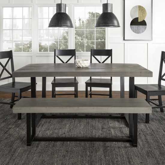 6-Piece Farmhouse Dining Set - Grey/Black