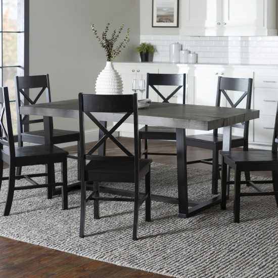 7-Piece Farmhouse Dining Set - Grey/Black