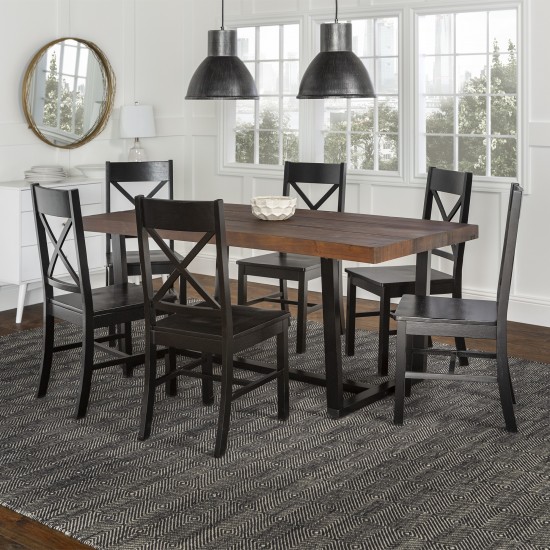 7-Piece Farmhouse Dining Set - Mahogany/Black