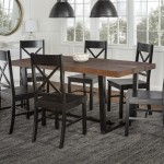 7-Piece Farmhouse Dining Set - Mahogany/Black