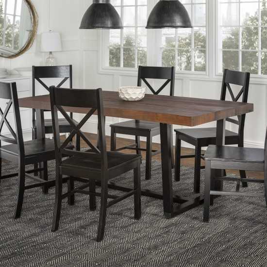 7-Piece Farmhouse Dining Set - Mahogany/Black