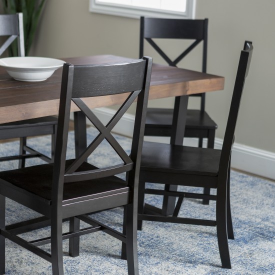 7-Piece Farmhouse Dining Set - Mahogany/Black