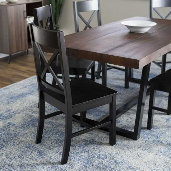 7-Piece Farmhouse Dining Set - Mahogany/Black