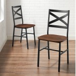 Angle Iron Industrial X Back Dining Chairs, Set of 2 - Dark Walnut