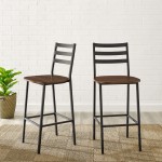 Industrial Slat Back Counter Stools, Set of 2 - Dark Walnut