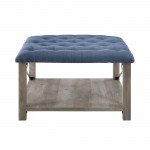 Marcus 30" Farmhouse Tufted Ottoman - Blue