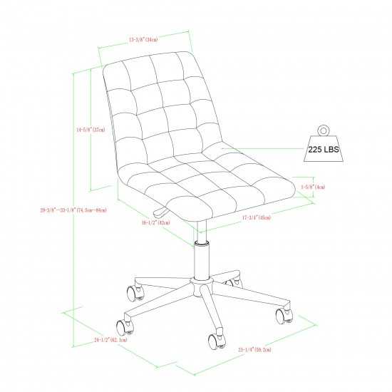 Josie Upholstered Armless Swivel Task Chair - Smoke Grey