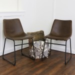 18" Industrial Faux Leather Dining Chair, Set of 2 - Brown