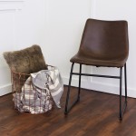 18" Industrial Faux Leather Dining Chair, Set of 2 - Brown