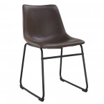 18" Industrial Faux Leather Dining Chair, Set of 2 - Brown