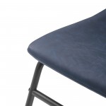 18" Industrial Faux Leather Dining Chair, Set of 2 - Navy Blue