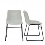 18" Industrial Faux Leather Dining Chair, Set of 2 - Grey