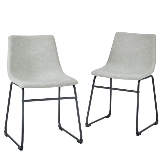 18" Industrial Faux Leather Dining Chair, Set of 2 - Grey