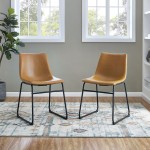 18" Industrial Faux Leather Dining Chair, Set of 2 - Whiskey Brown