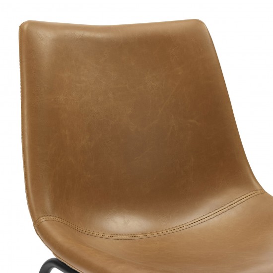 18" Industrial Faux Leather Dining Chair, Set of 2 - Whiskey Brown