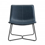 Extra Wide Faux Leather Lounge Accent Chair - Navy Blue