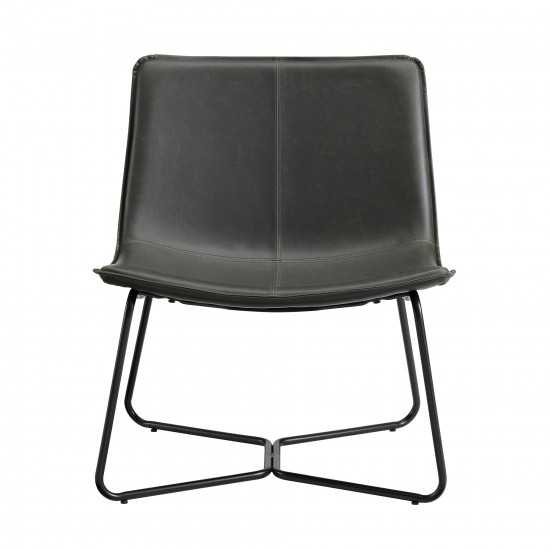 Extra Wide Faux Leather Lounge Accent Chair - Charcoal