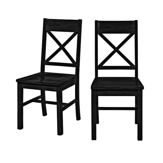 Wood Dining Chairs, Set of 2 - Black