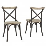 Industrial Wood Metal Dining Chairs, Set of 2