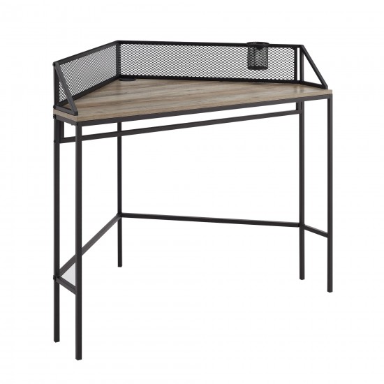 42" Industrial Corner Desk - Grey Wash