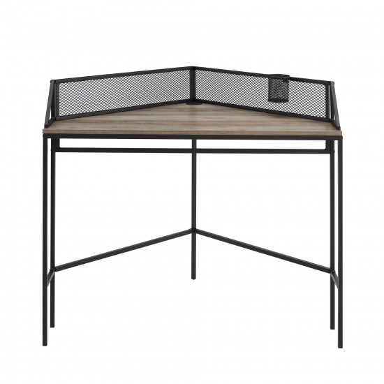 42" Industrial Corner Desk - Grey Wash