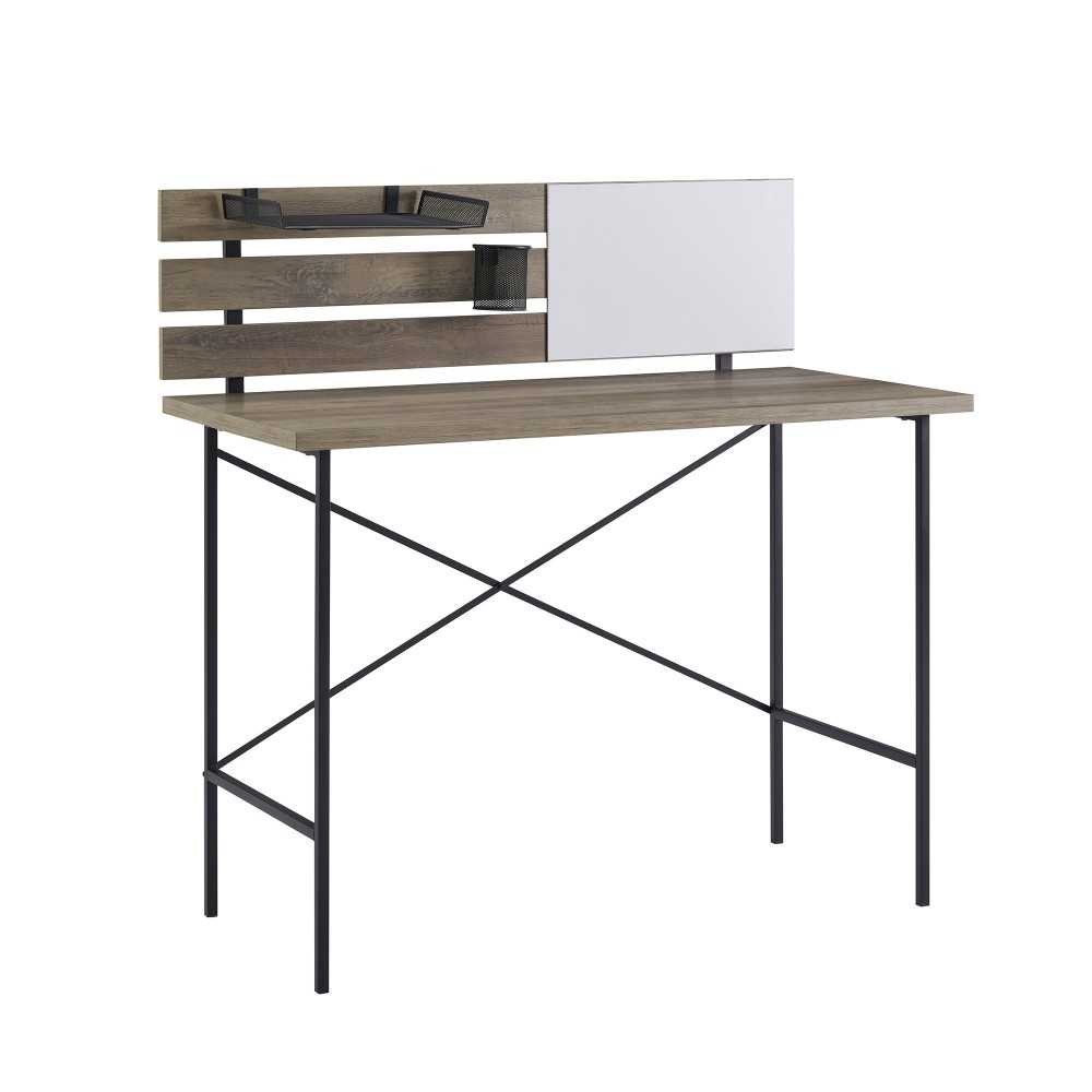 Meyer 42" Modern Slat Back Adjustable Storage Writing Desk - Grey Wash