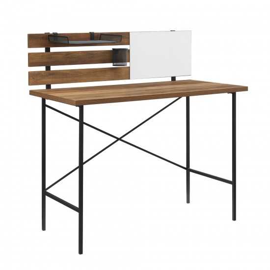 Meyer 42" Modern Slat Back Adjustable Storage Writing Desk - Rustic Oak