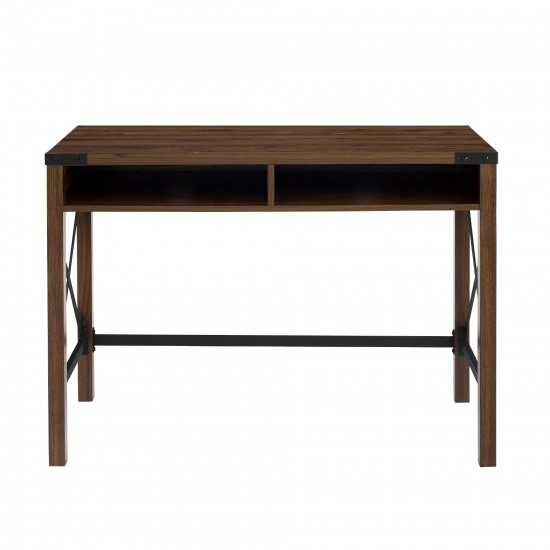 Metal X 42" Farmhouse Metal and Wood Desk - Dark Walnut