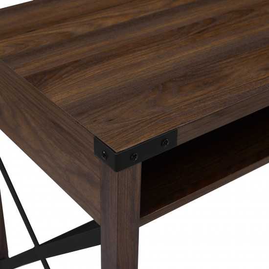 Metal X 42" Farmhouse Metal and Wood Desk - Dark Walnut