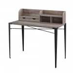 Nyla 42" Industrial Secretary Desk with Hutch - Grey Wash