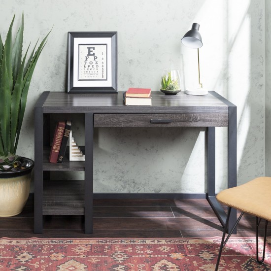 Urban Blend 48" Wood Computer Desk with Power Strip - Charcoal