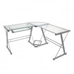 51” Modern Metal Glass Corner Computer Desk - Silver