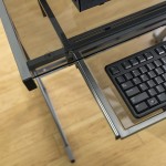 51” Modern Metal Glass Corner Computer Desk - Smoke