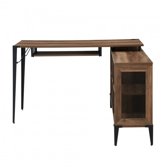 52" L Shaped Computer Desk with Storage - Rustic Oak