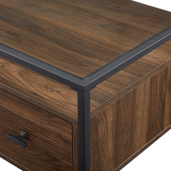 Fulton 56" 2 Drawer Glass Top Desk - Dark Walnut
