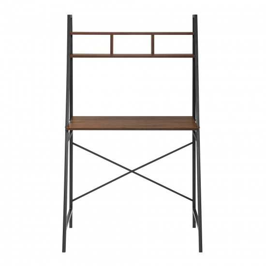 Mini Arlo 56" Tall Compact Industrial Ladder Desk with Storage - Dark Walnut