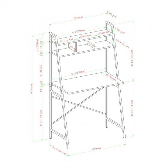 Mini Arlo 56" Tall Compact Industrial Ladder Desk with Storage - Dark Walnut
