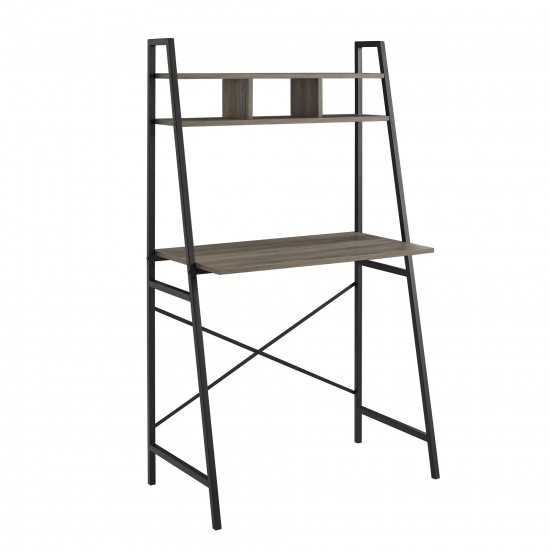 Mini Arlo 56" Tall Compact Industrial Ladder Desk with Storage - Grey Wash